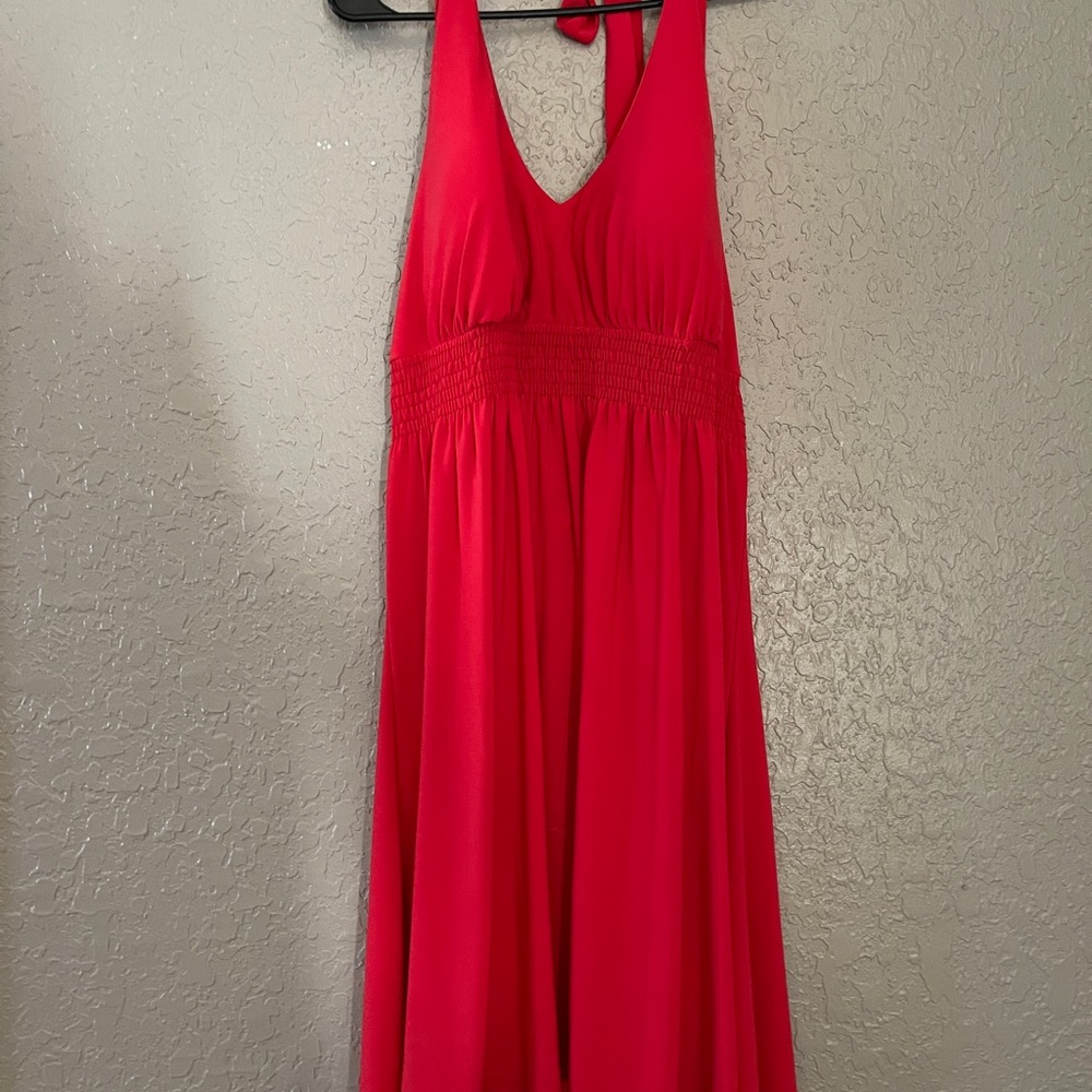 Ana 1x red halter dress, sexy, low back